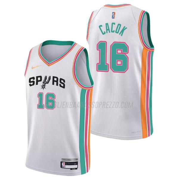 maglia devontae cacok san antonio spurs di 16 uomo city edition 2022 bianco