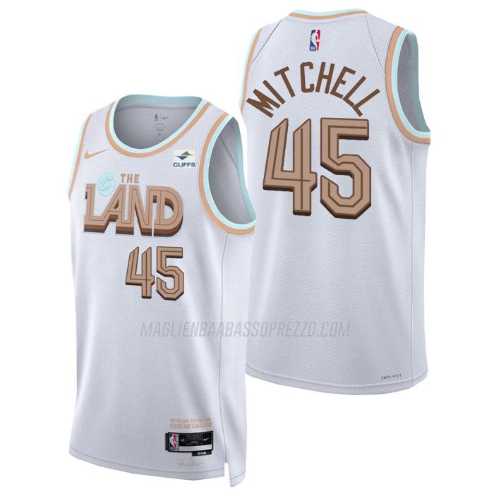 maglia donovan mitchell cleveland cavaliers di 45 uomo city edition 2023 bianco