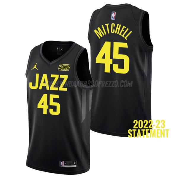 maglia donovan mitchell utah jazz di 45 uomo statement edition 2023 nero