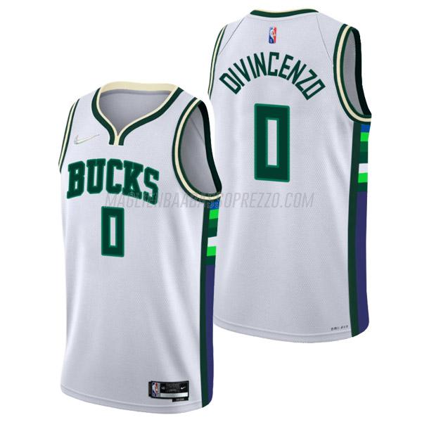 maglia donte divincenzo milwaukee bucks di 0 uomo city edition 2022 bianco