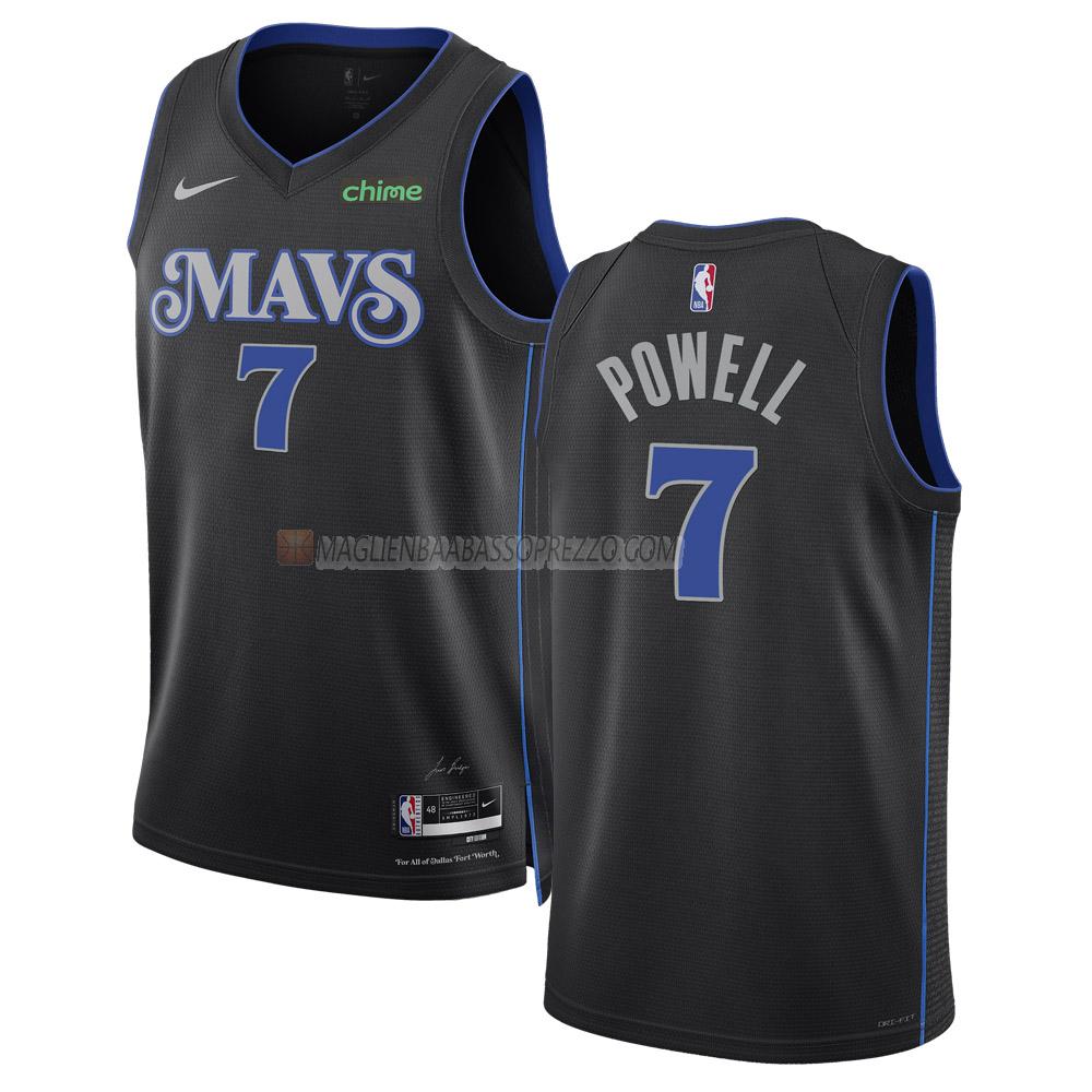 maglia dwight powell dallas mavericks di 7 uomo city edition 2023-24 nero