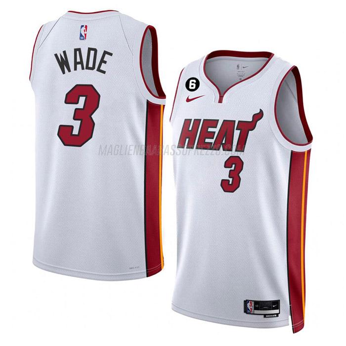 maglia dwyane wade miami heat di 3 uomo association edition 2023 bianco