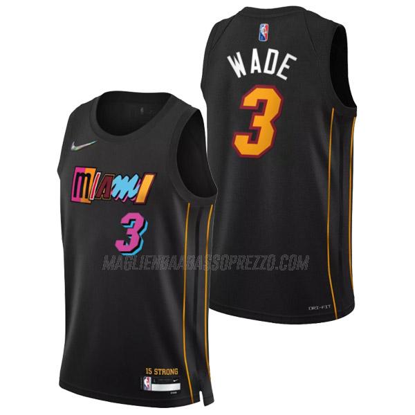 maglia dwyane wade miami heat di 3 uomo city edition 2022 nero