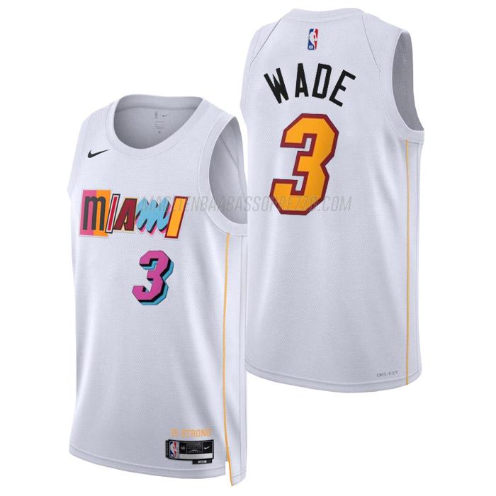 maglia dwyane wade miami heat di 3 uomo city edition 2023 bianco