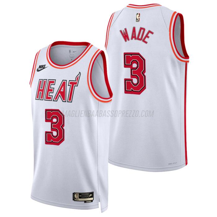 maglia dwyane wade miami heat di 3 uomo classic edition 2023 bianco