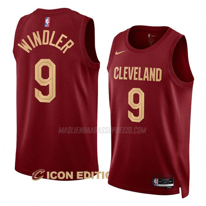 maglia dylan windler cleveland cavaliers di 9 uomo icon edition 2023 rosso