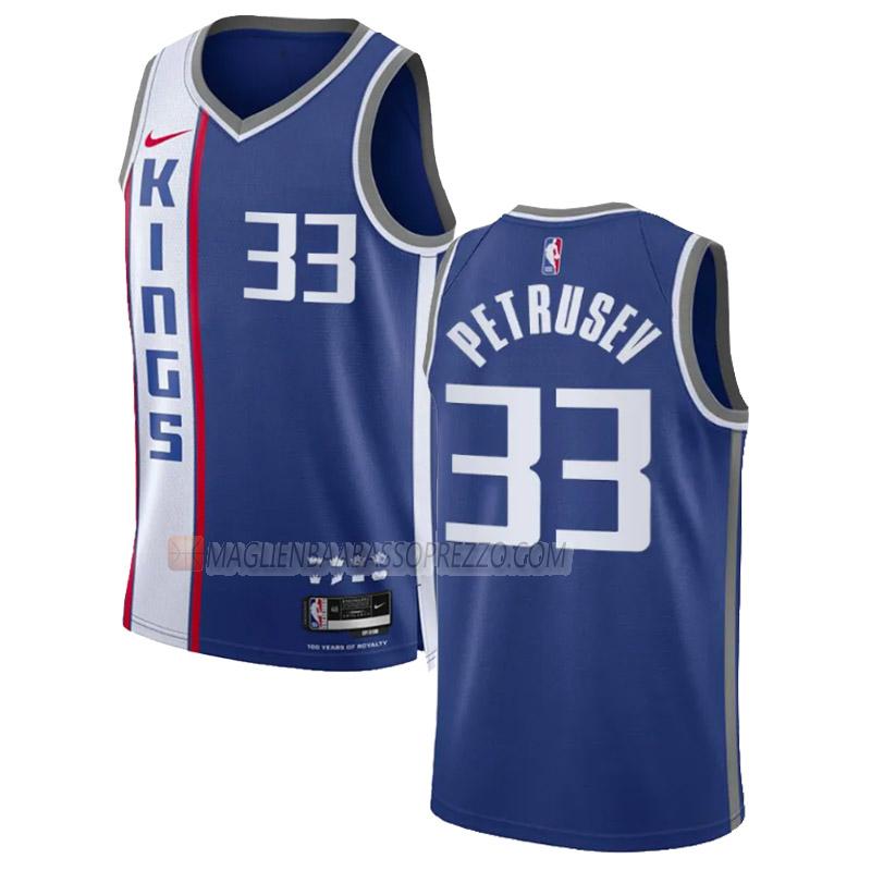 maglia filip petrusev sacramento kings di 33 uomo city edition 2023-24 blu