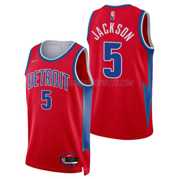 maglia frank jackson detroit pistons di 5 uomo city edition 2022 rosso