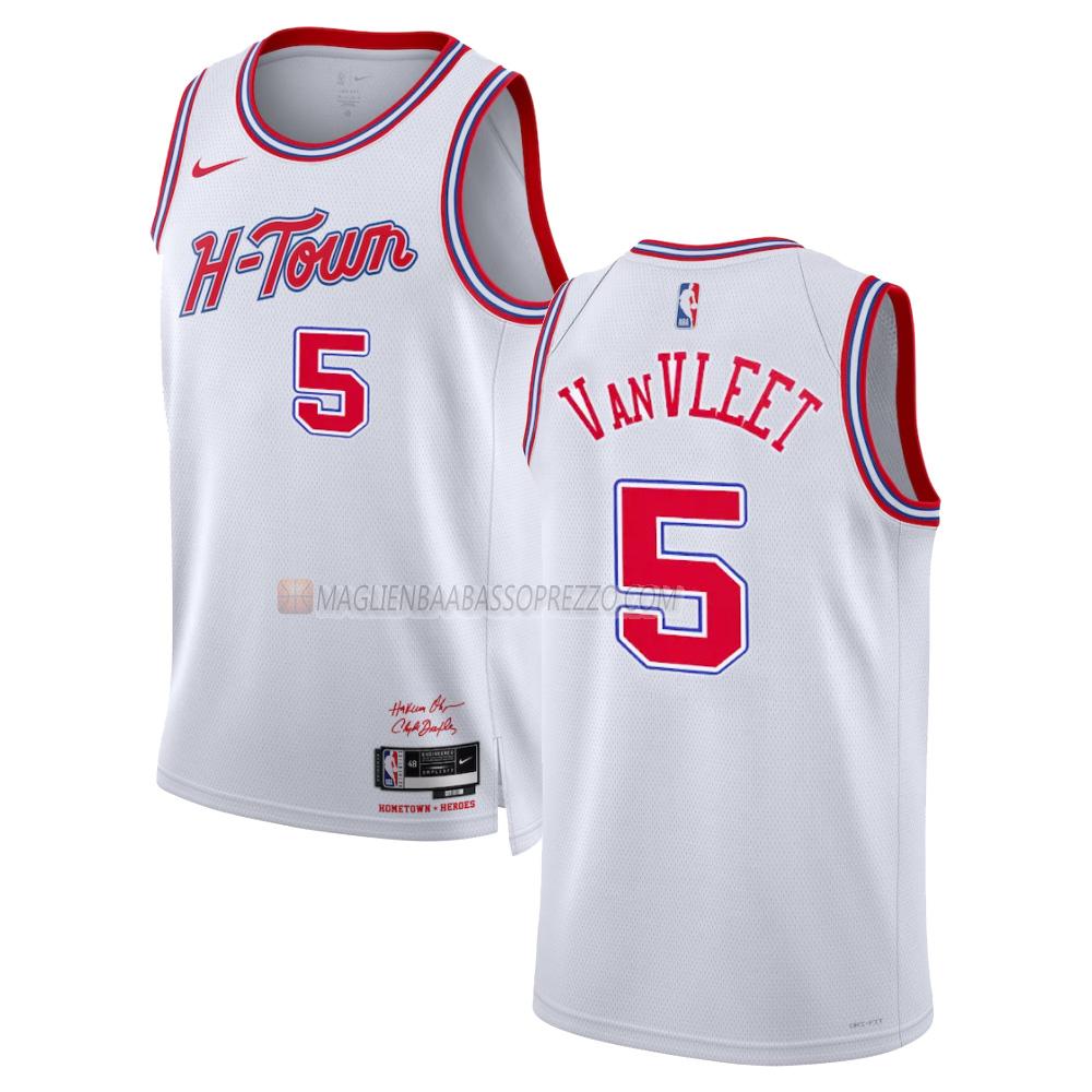 maglia fred vanvleet houston rockets di 5 uomo city edition 2023-24 bianco