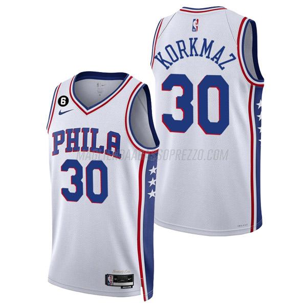 maglia furkan korkmaz philadelphia 76ers di 30 uomo association edition 2023 bianco