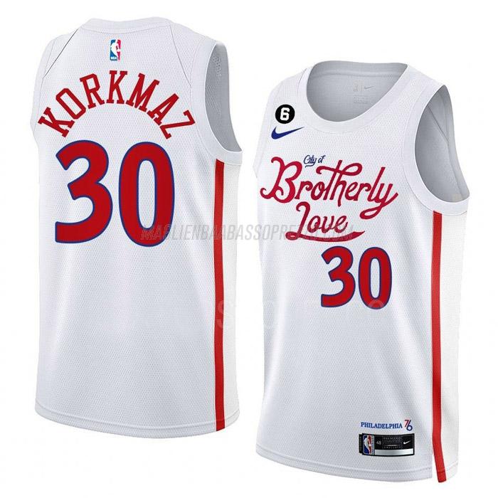 maglia furkan korkmaz philadelphia 76ers di 30 uomo city edition 2023 bianco