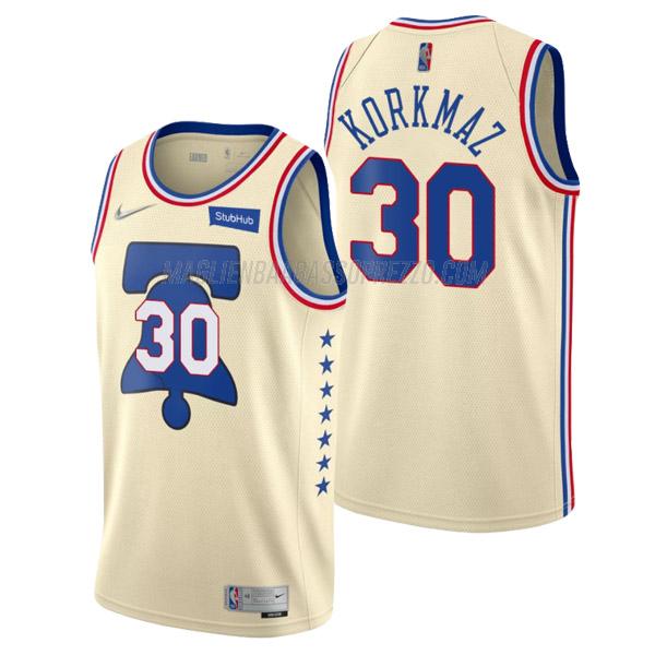 maglia furkan korkmaz philadelphia 76ers di 30 uomo earned edition 2021 crema