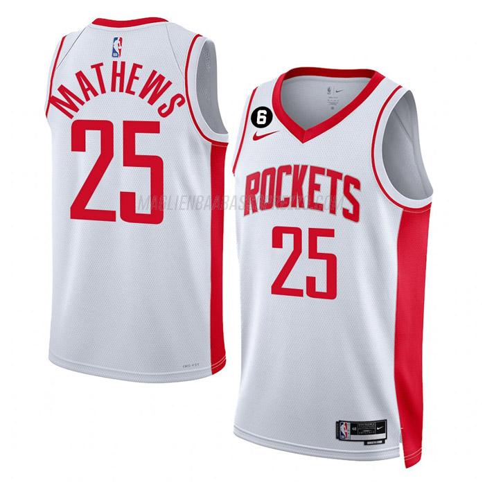 maglia garrison mathews houston rockets di 25 uomo association edition 2023 bianco