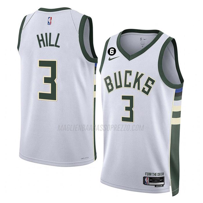 maglia george hill milwaukee bucks di 3 uomo association edition 2023 bianco