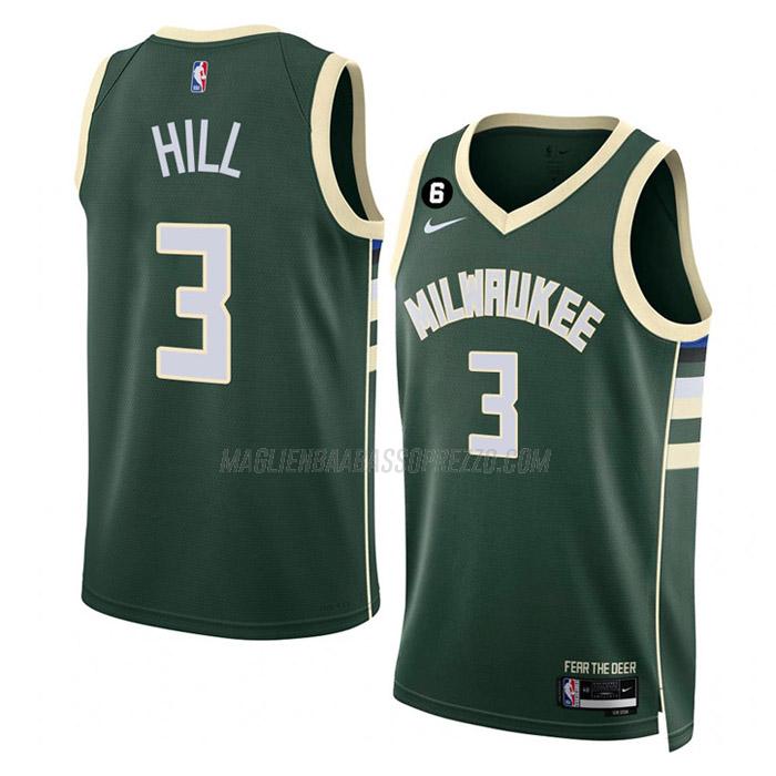 maglia george hill milwaukee bucks di 3 uomo icon edition 2023 verde