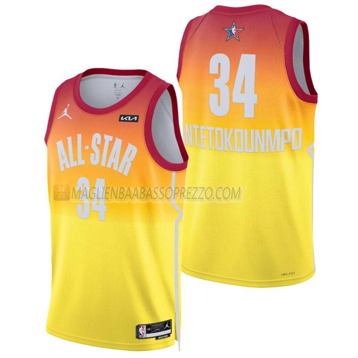 maglia giannis antetokounmpo nba all-star di 34 uomo 2023 arancia