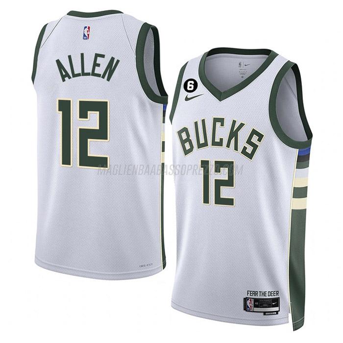 maglia grayson allen milwaukee bucks di 12 uomo association edition 2023 bianco