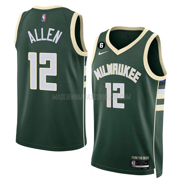 maglia grayson allen milwaukee bucks di 12 uomo icon edition 2023 verde