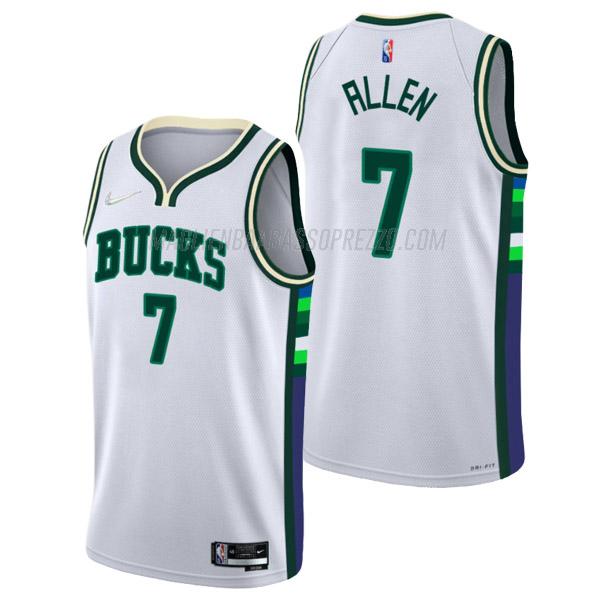 maglia grayson allen milwaukee bucks di 7 uomo city edition 2022 bianco