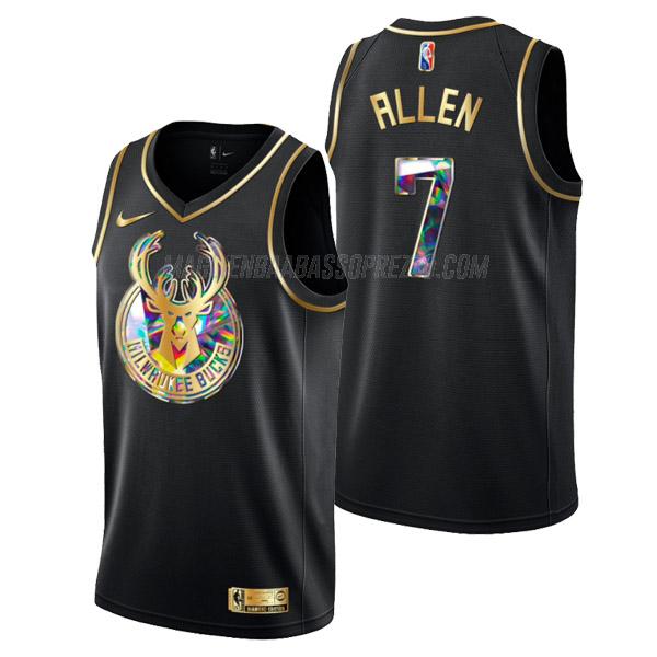 maglia grayson allen milwaukee bucks di 7 uomo golden diamond edition 2022 nero