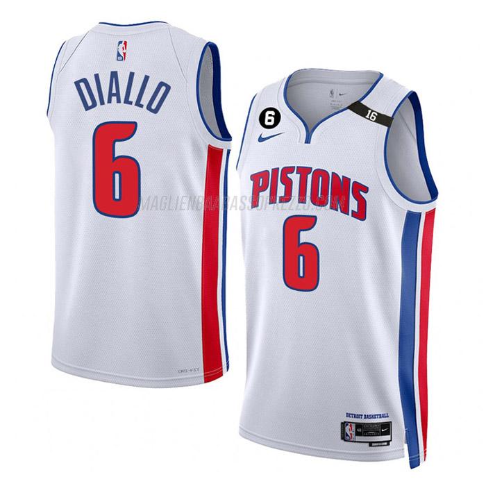 maglia hamidou diallo detroit pistons di 6 uomo association edition 2023 bianco