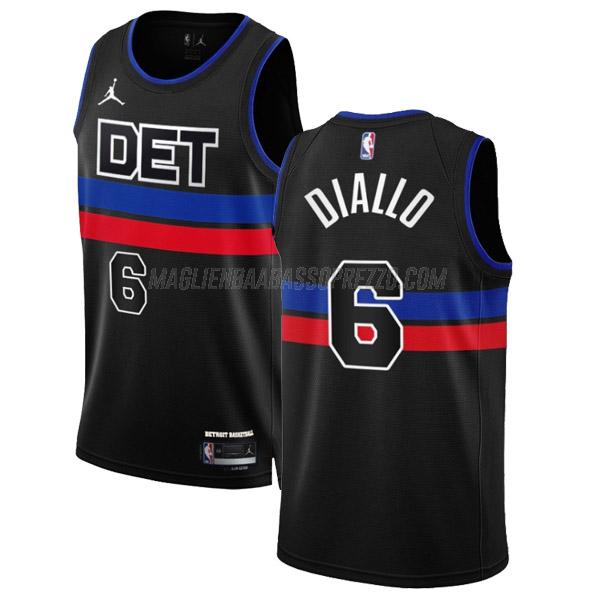 maglia hamidou diallo detroit pistons di 6 uomo statement edition 2023 nero