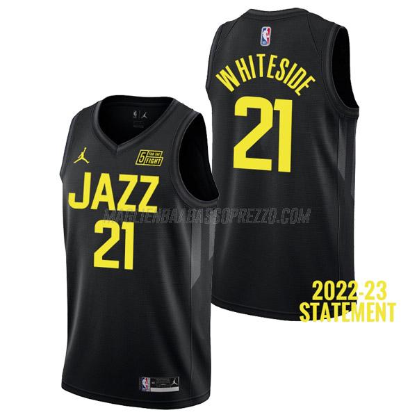 maglia hassan whiteside utah jazz di 21 uomo statement edition 2023 nero