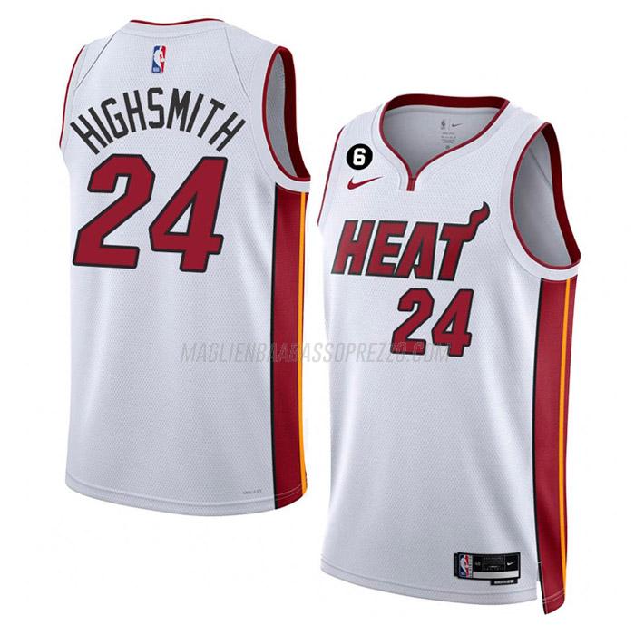 maglia haywood highsmith miami heat di 24 uomo association edition 2023 bianco