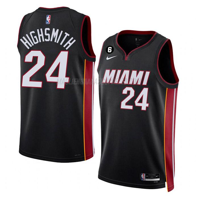 maglia haywood highsmith miami heat di 24 uomo icon edition 2023 nero