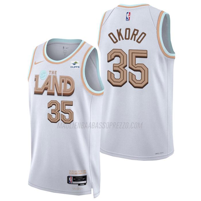 maglia isaac okoro cleveland cavaliers di 35 uomo city edition 2023 bianco