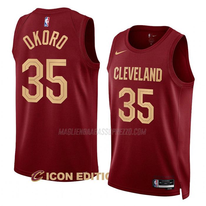 maglia isaac okoro cleveland cavaliers di 35 uomo icon edition 2023 rosso