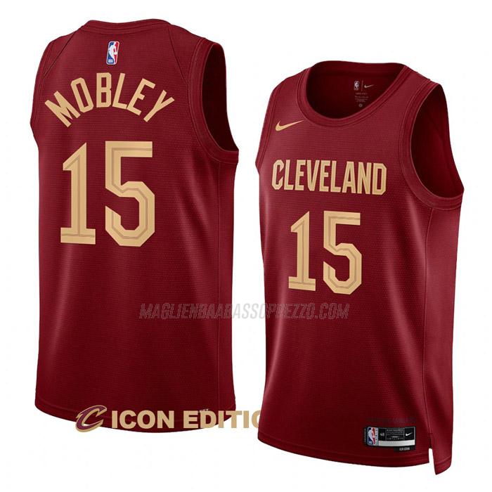 maglia isaiah mobley cleveland cavaliers di 15 uomo icon edition 2023 rosso