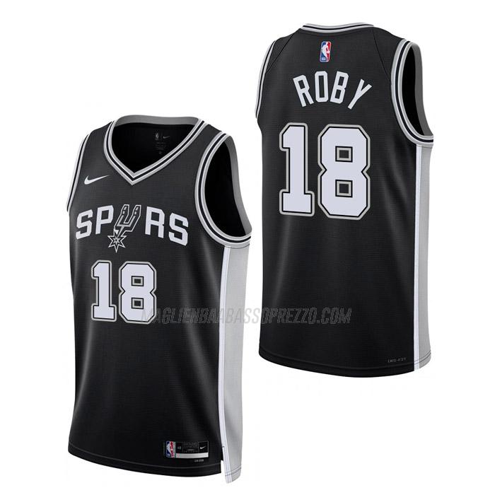 maglia isaiah roby san antonio spurs di 18 uomo icon edition 2023 nero