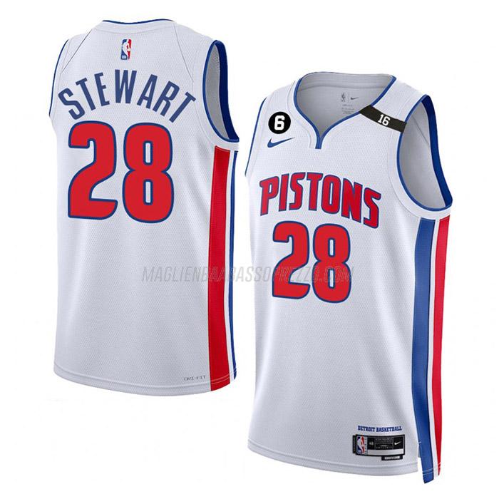 maglia isaiah stewart detroit pistons di 28 uomo association edition 2023 bianco