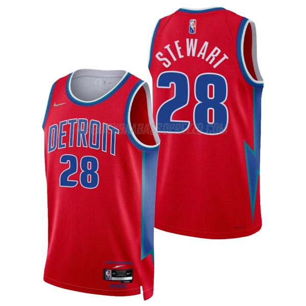 maglia isaiah stewart detroit pistons di 28 uomo city edition 2022 rosso