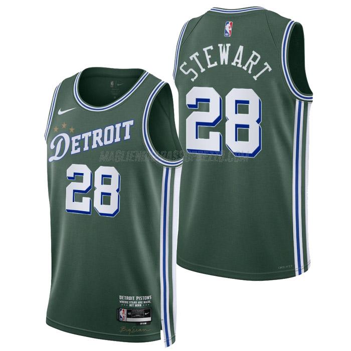 maglia isaiah stewart detroit pistons di 28 uomo city edition 2023 verde