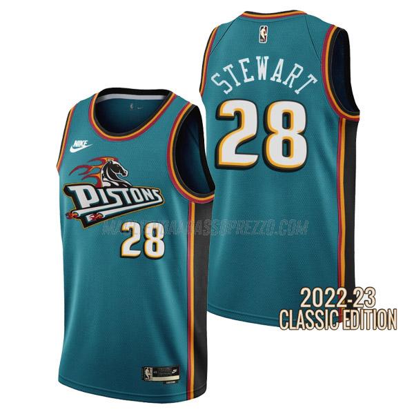 maglia isaiah stewart detroit pistons di 28 uomo classic edition 2023 verde acqua