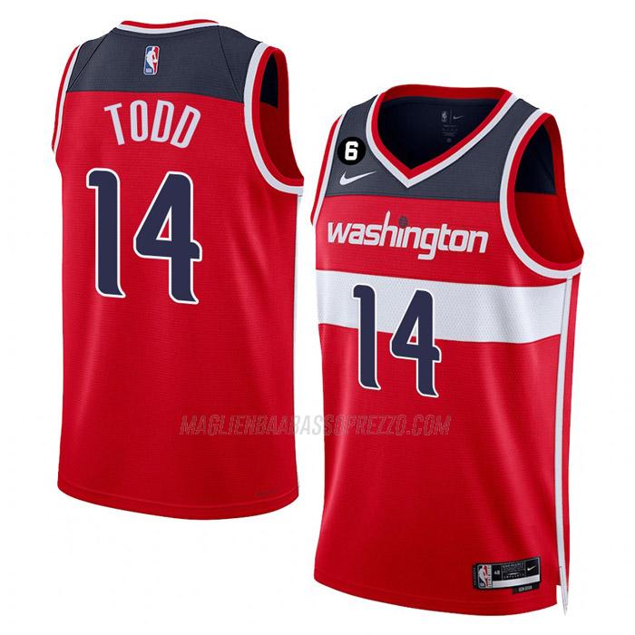 maglia isaiah todd washington wizards di 14 uomo icon edition 2023 rosso