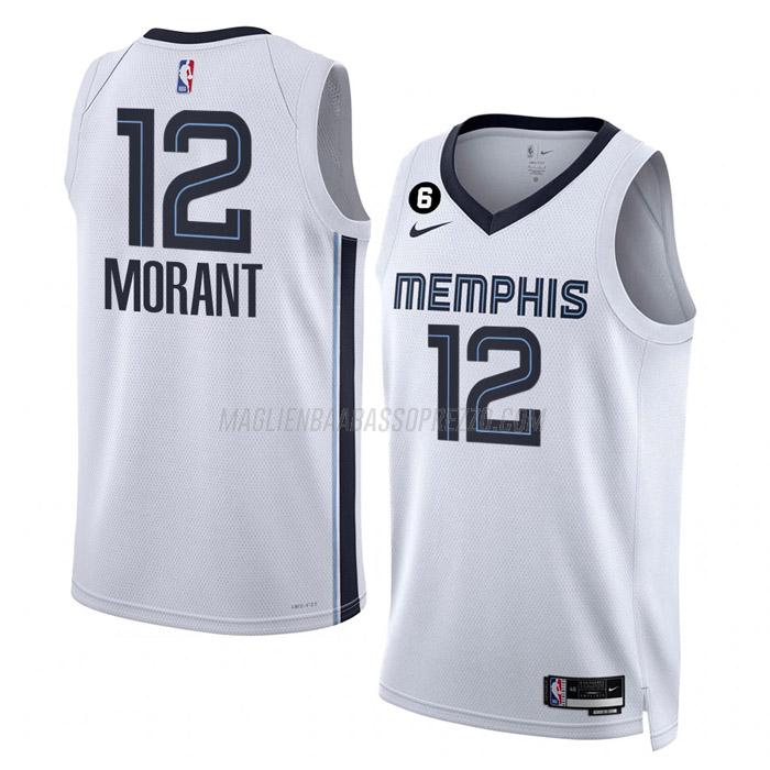 maglia ja morant memphis grizzlies di 12 uomo association edition 2023 bianco