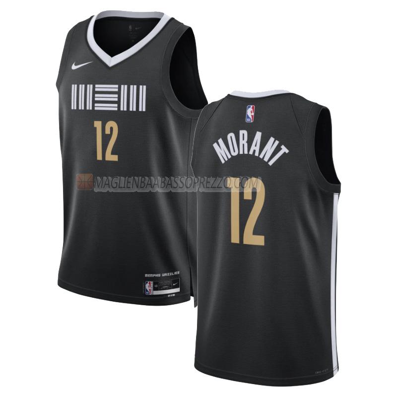 maglia ja morant memphis grizzlies di 12 uomo city edition 2023-24 nero