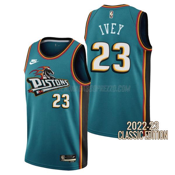 maglia jaden ivey detroit pistons di 23 uomo classic edition 2023 verde acqua