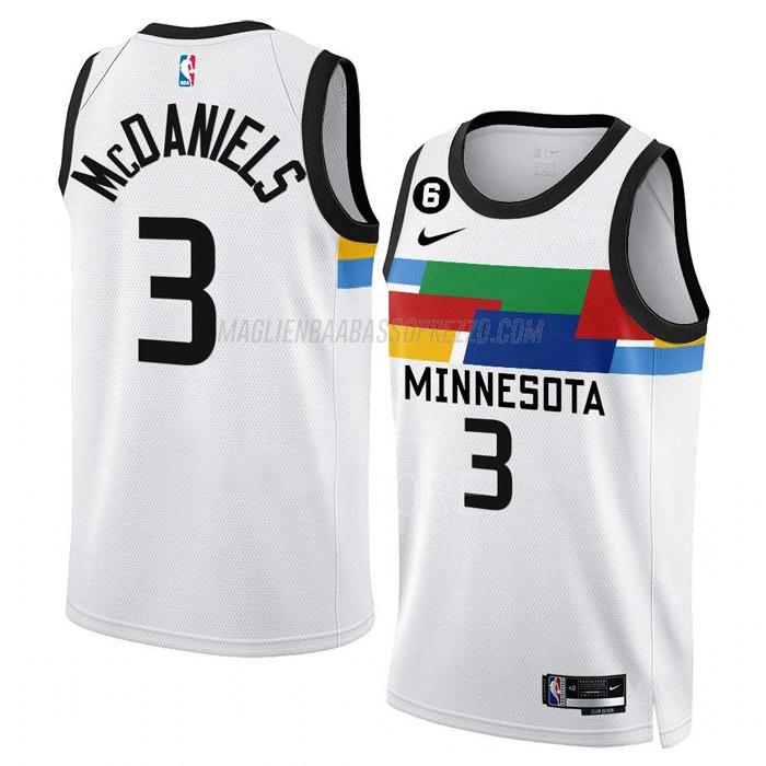 maglia jaden mcdaniels minnesota timberwolves di 3 uomo city edition 2023 bianco