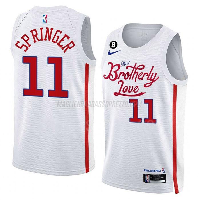 maglia jaden springer philadelphia 76ers di 11 uomo city edition 2023 bianco