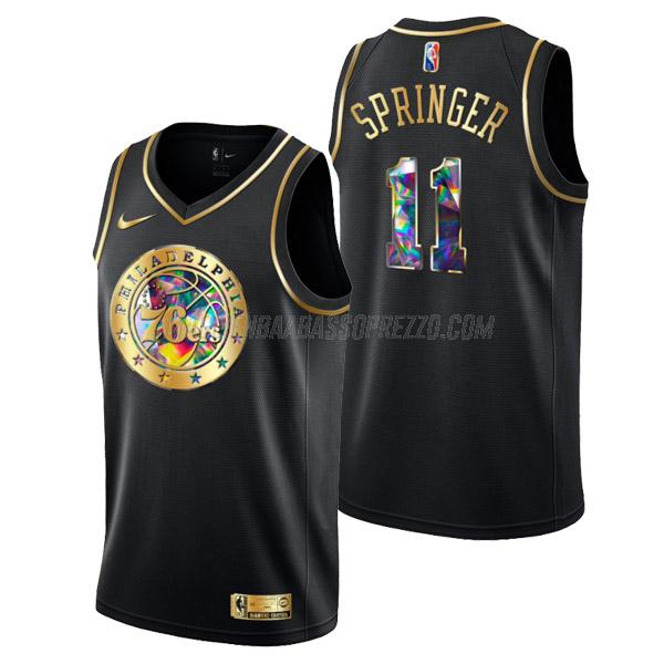 maglia jaden springer philadelphia 76ers di 11 uomo golden diamond edition 2022 nero