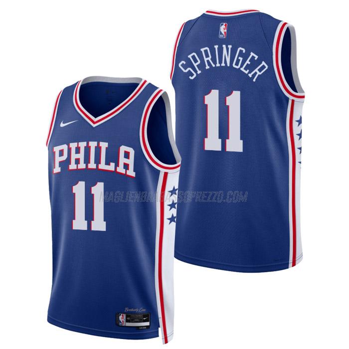 maglia jaden springer philadelphia 76ers di 11 uomo icon edition 2023 blu