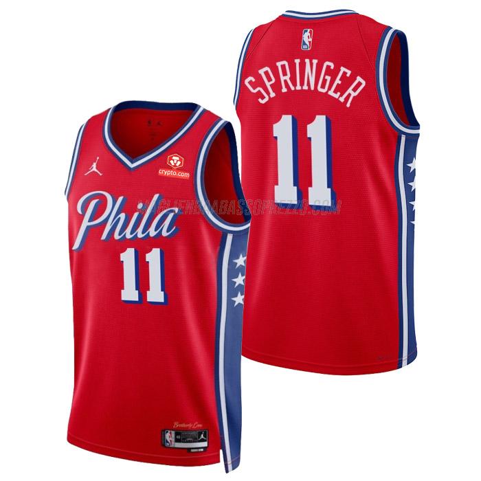 maglia jaden springer philadelphia 76ers di 11 uomo statement edition 2023 rosso