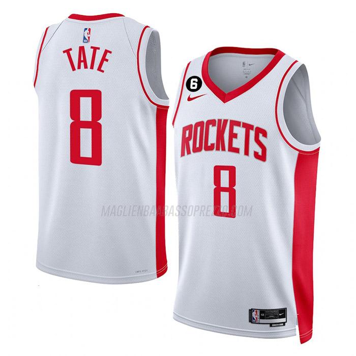 maglia jae'sean tate houston rockets di 8 uomo association edition 2023 bianco