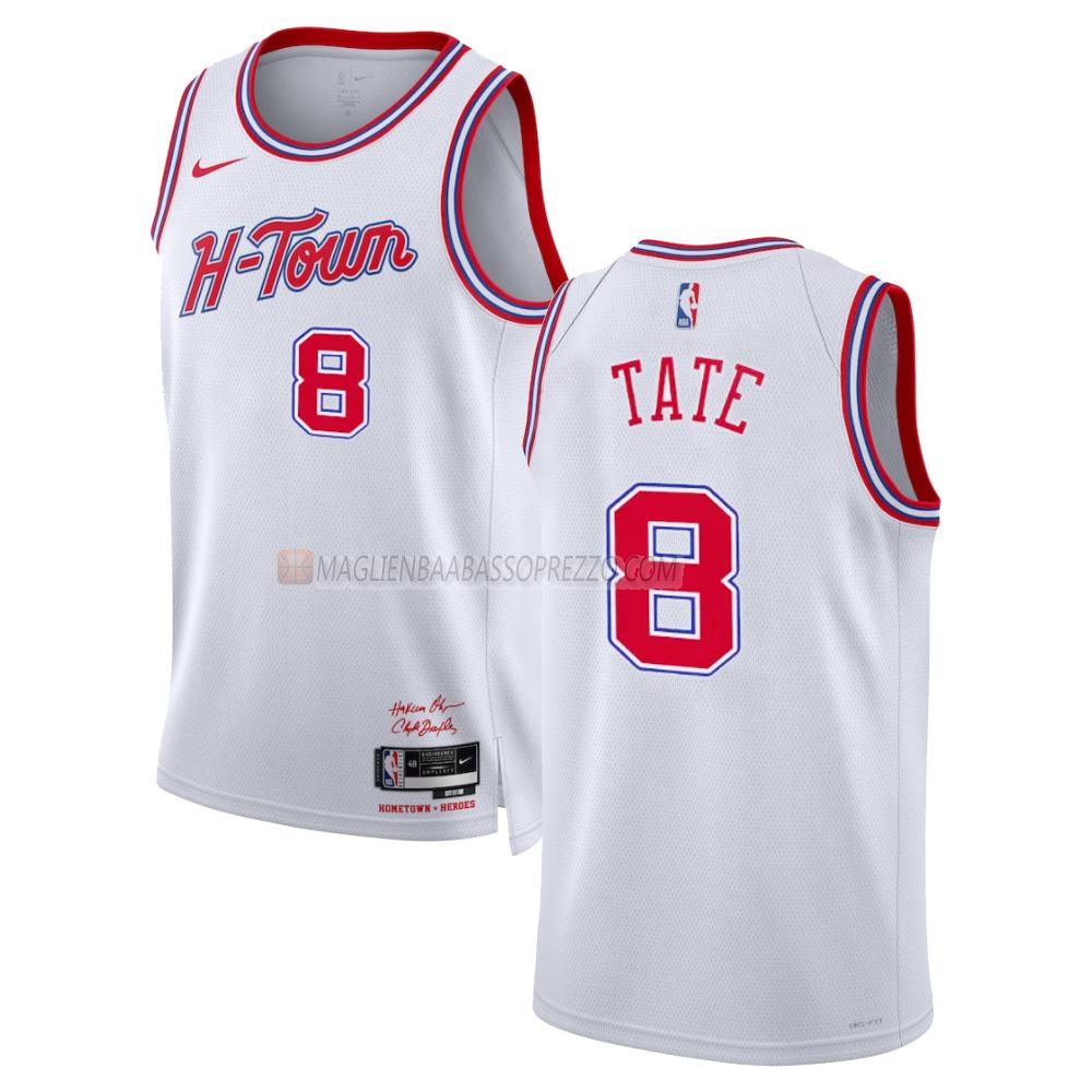 maglia jae'sean tate houston rockets di 8 uomo city edition 2023-24 bianco