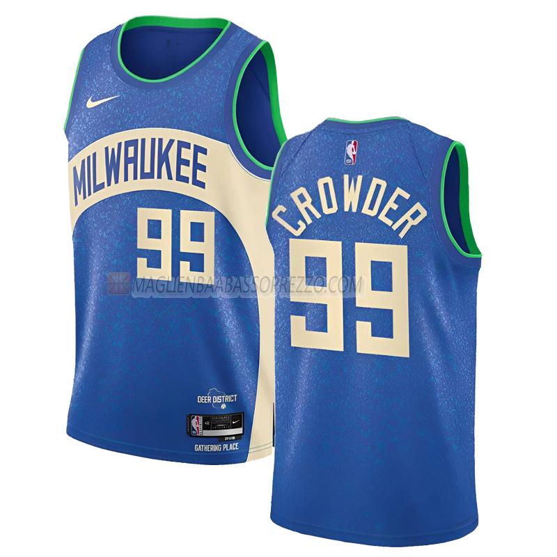 maglia jae crowder milwaukee bucks di 99 uomo city edition 2023-24 blu