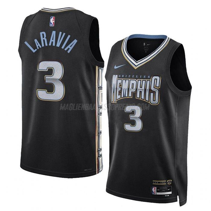 maglia jake laravia memphis grizzlies di 3 uomo city edition 2023 nero